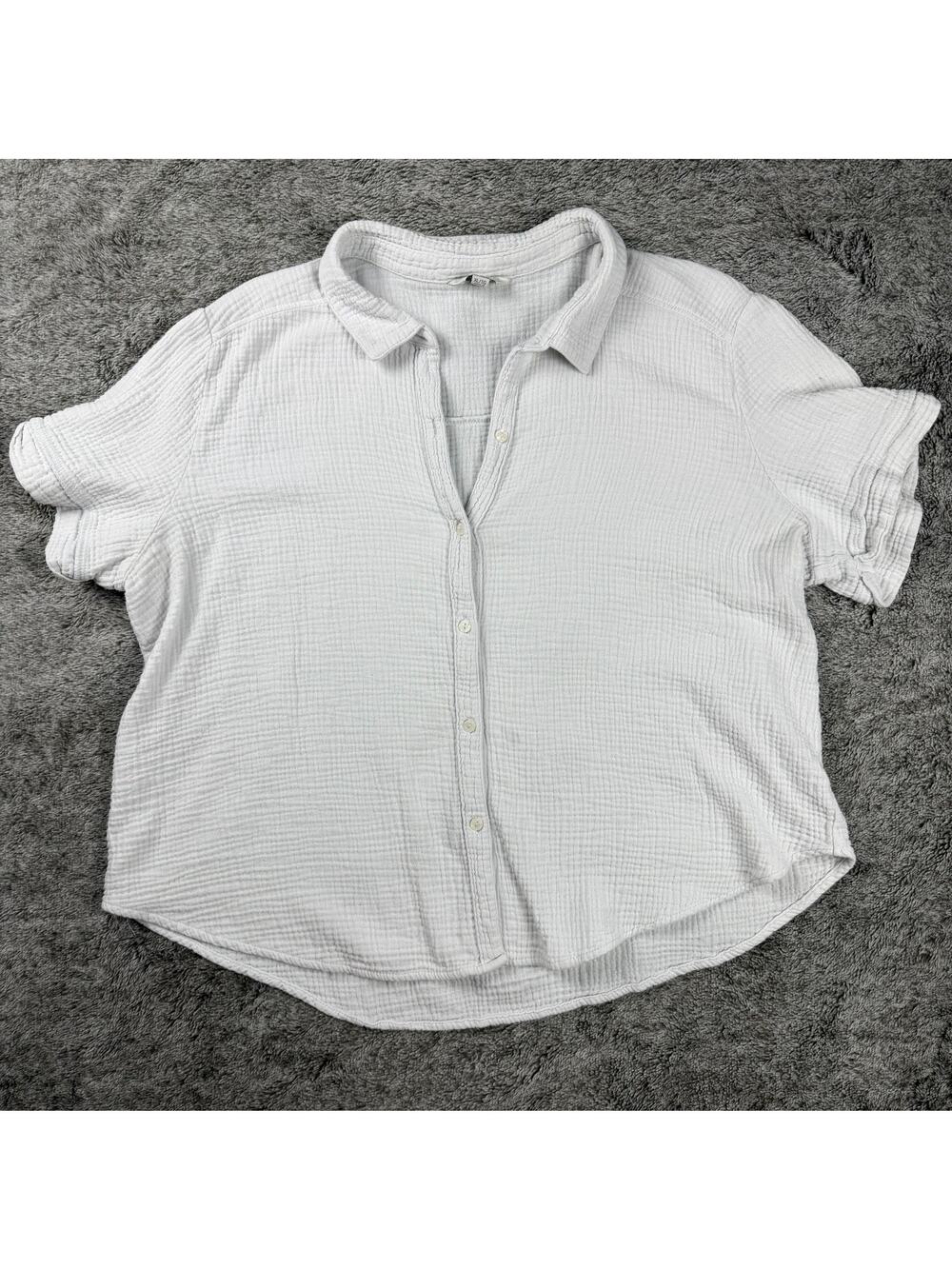 Lucky Brand Waffle Knit Button Up Short Sleeve Women's XL